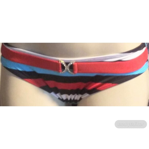 Red striped bikini With Bling L - Picture 3 of 6